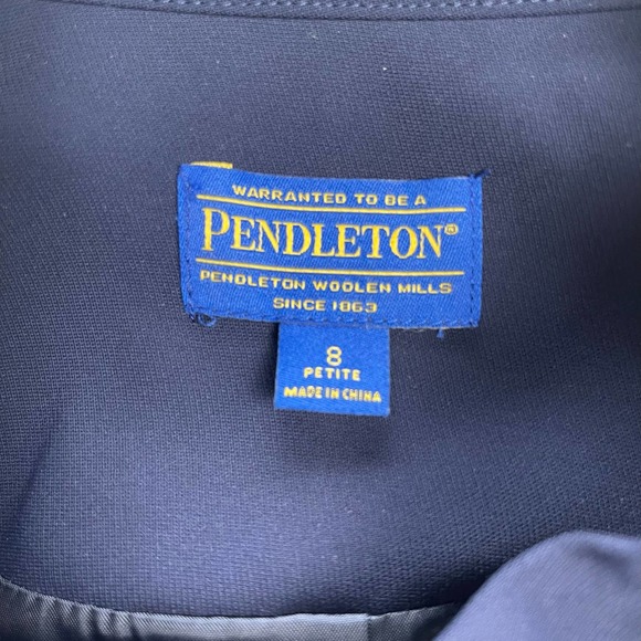 Pendleton‎ Navy Blue Zip Front Mock Neck Blazer Jacket with Pocket 8P Petite - Picture 5 of 15